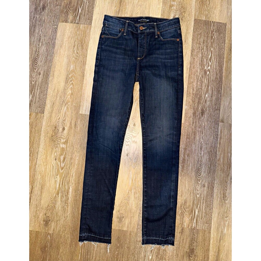 Women’s Blue Denim Skinny Jeans Size 27 Dark Wash 5-Pocket Solid SKU-#18